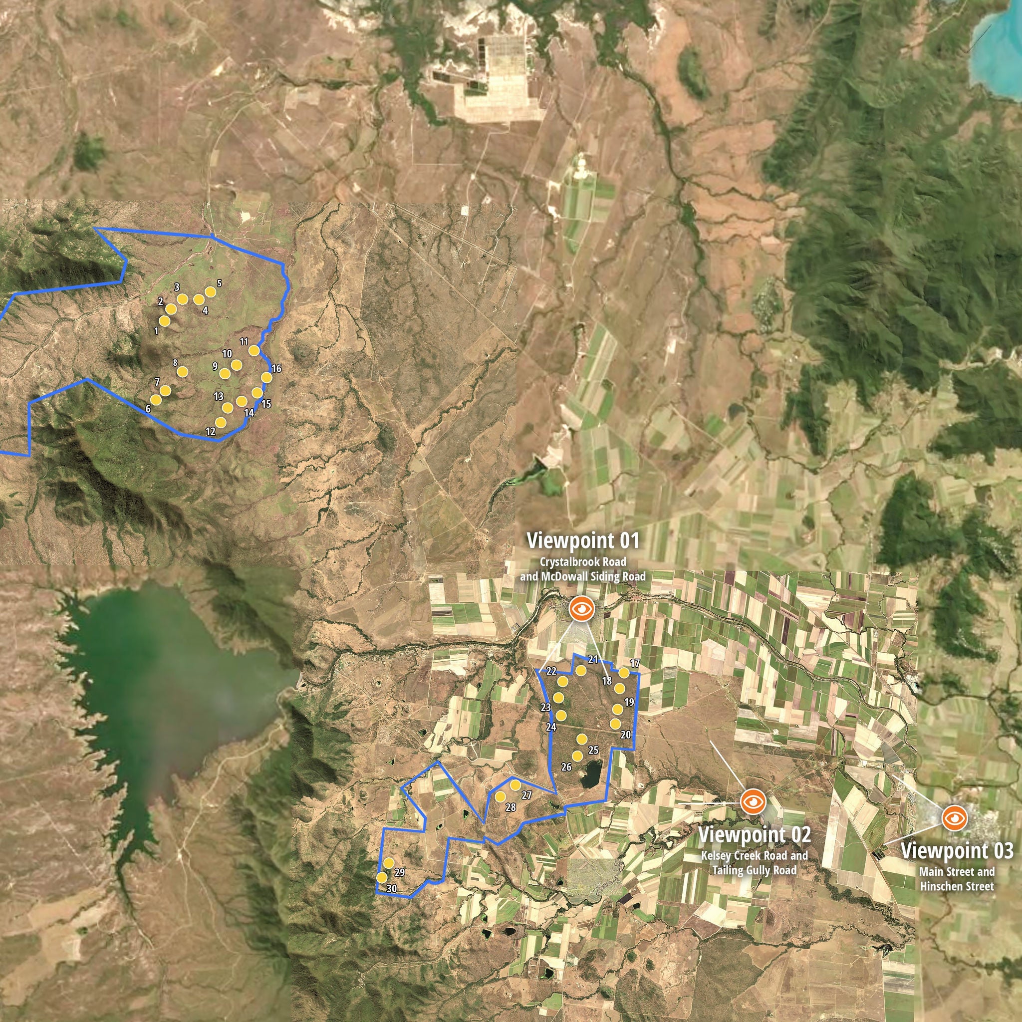 An overhead view of the project viewpoint locations.